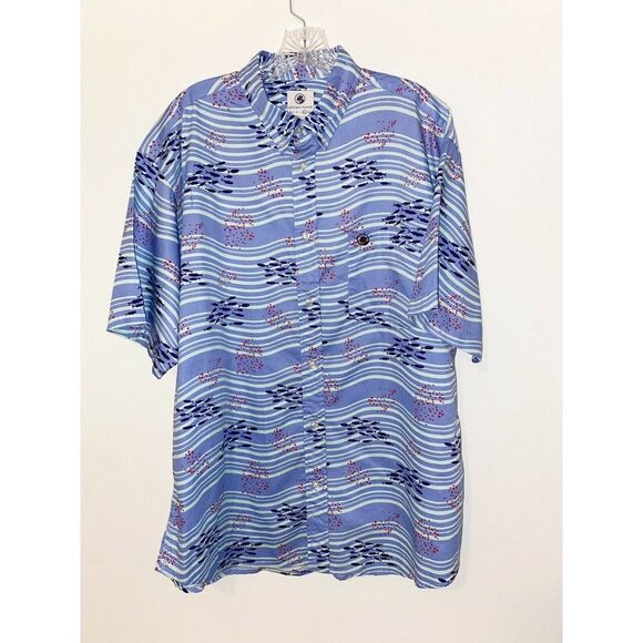 Southern Proper Blue Cotton Fish Shirt Size XL - Picture 1 of 5